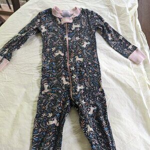 Hanna Andersson Zip Sleeper Floral Unicorn, Size 3T (90cm)